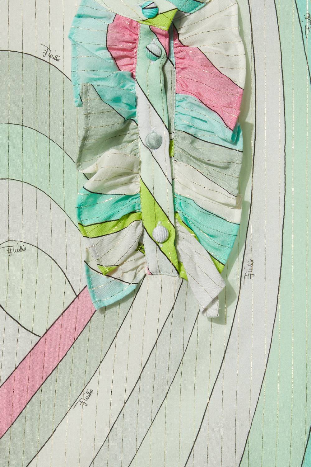 Pucci Iride-Print Ruffled Top