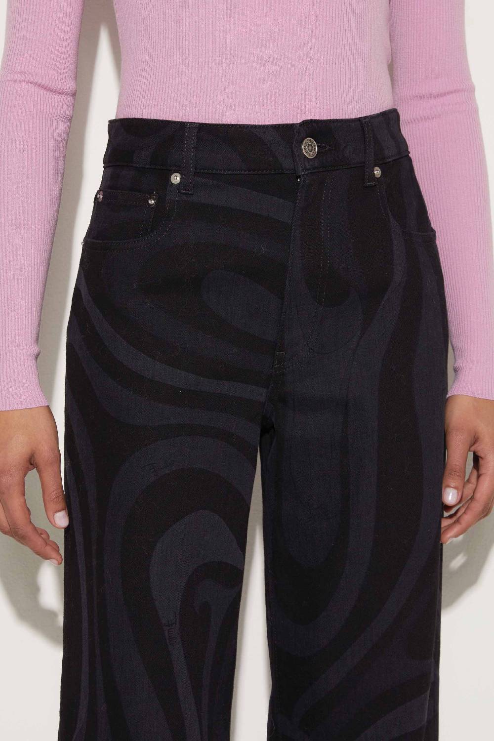 Pucci Jeans A Gamba Ampia Con Stampa Marmo