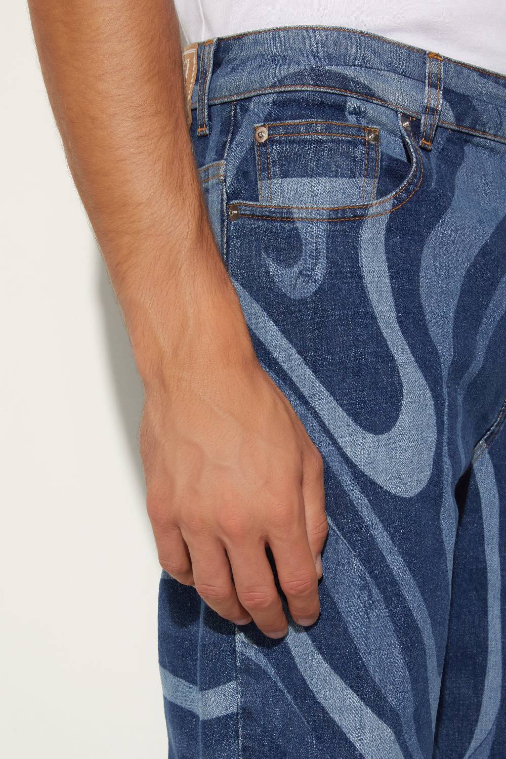 Pucci Jeans A Gamba Dritta Con Stampa Marmo