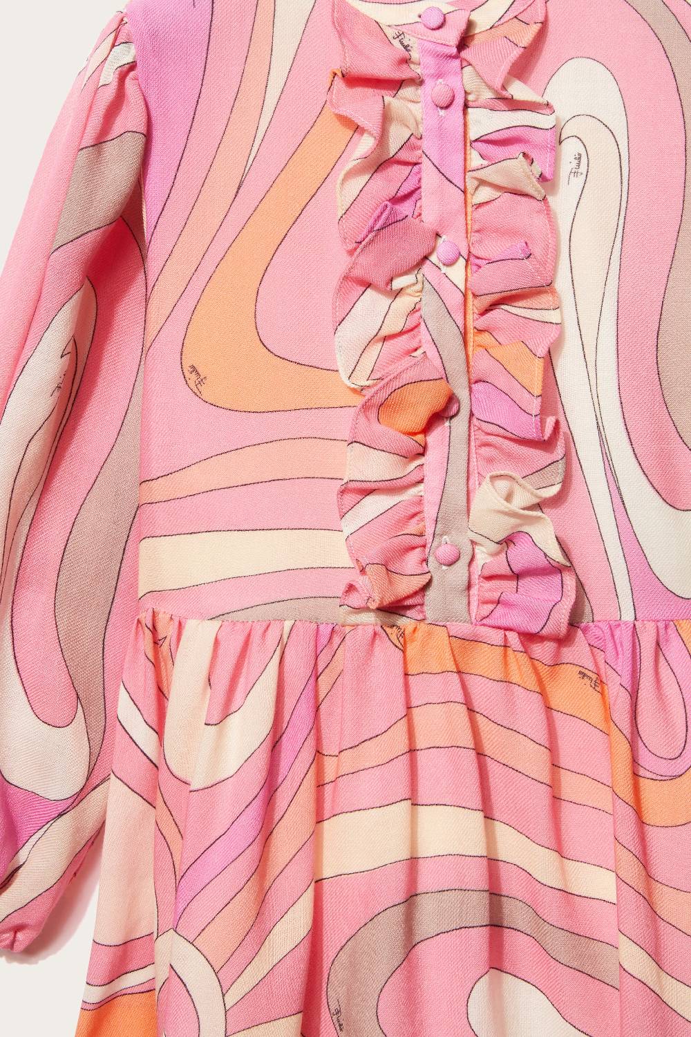 Pucci Marmo-Print Ruffled Wool Dress