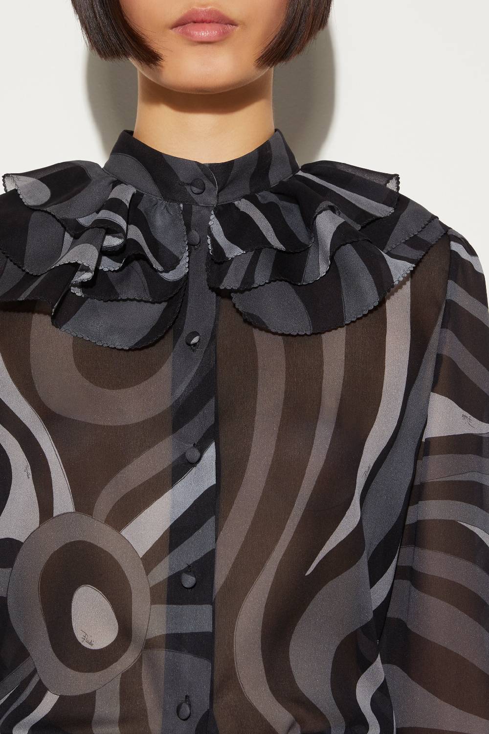 Pucci Marmo-Print Silk Blouse