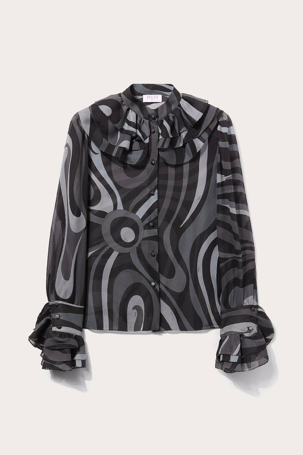 Pucci Marmo-Print Silk Blouse