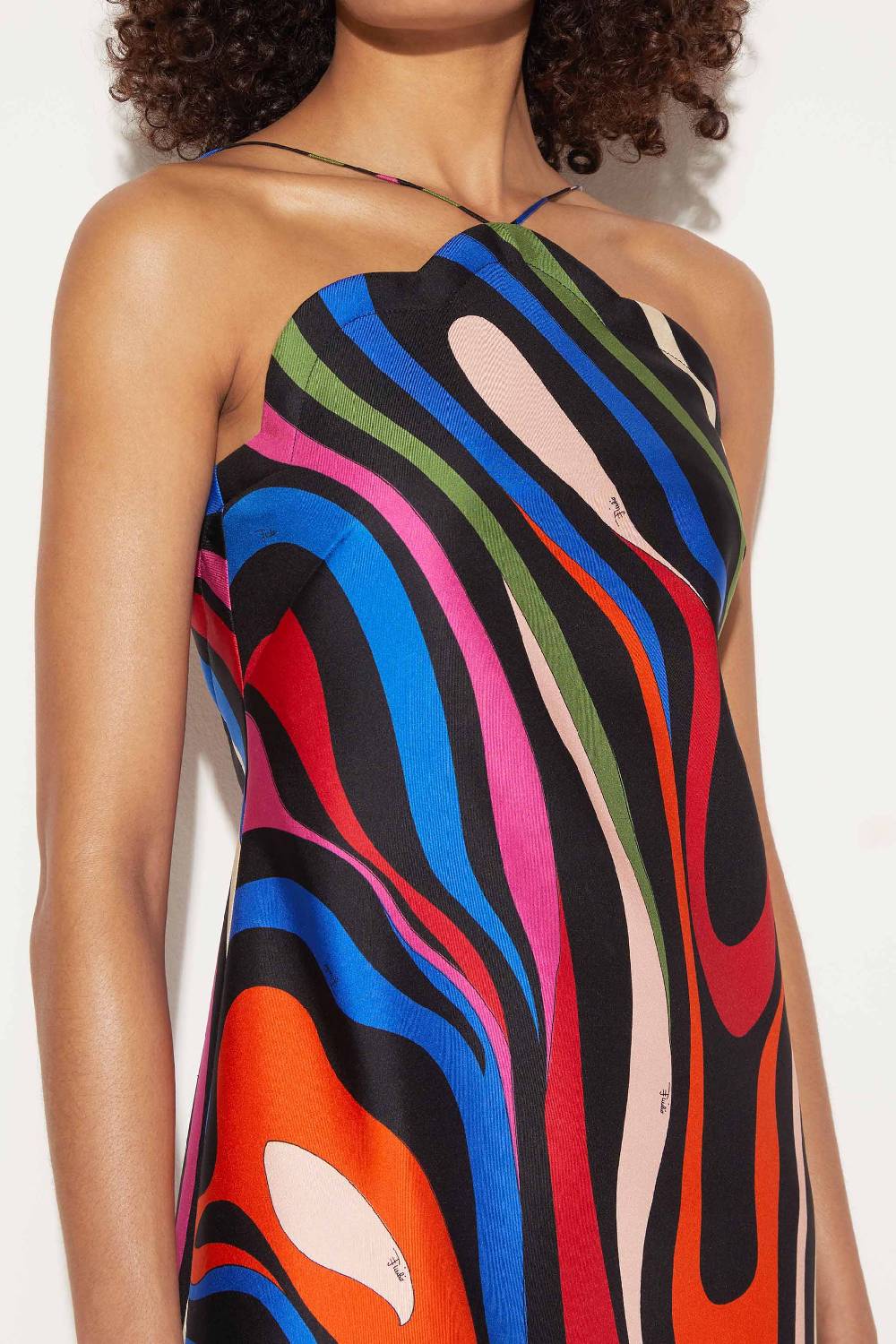 Pucci Mini Abito In Seta Con Stampa Marmo