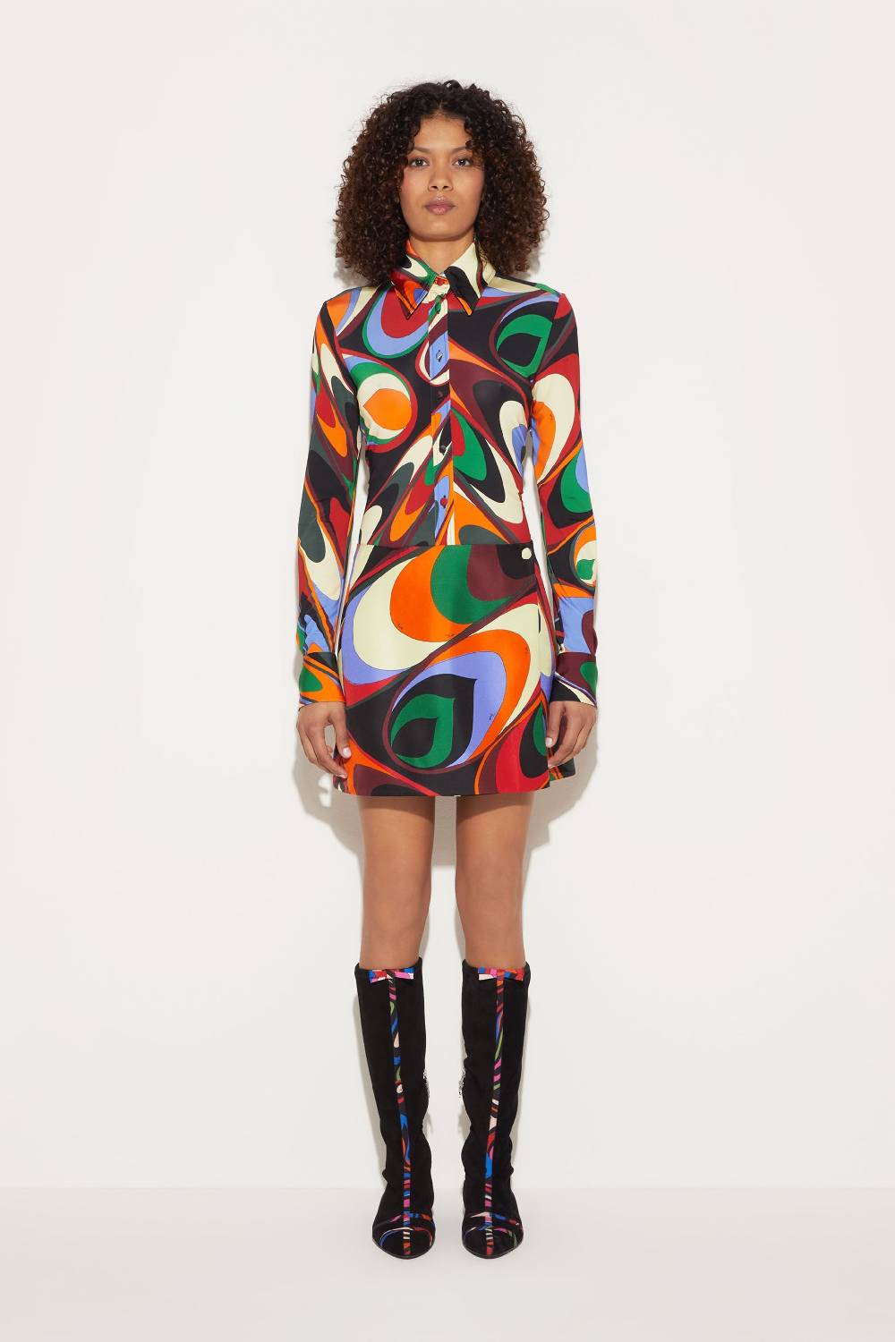 Pucci Minigonna In Seta Con Stampa Onde