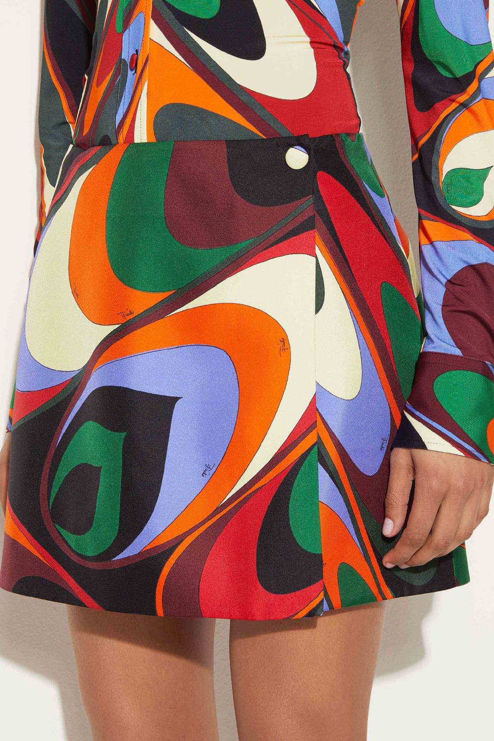 Pucci Minigonna In Seta Con Stampa Onde