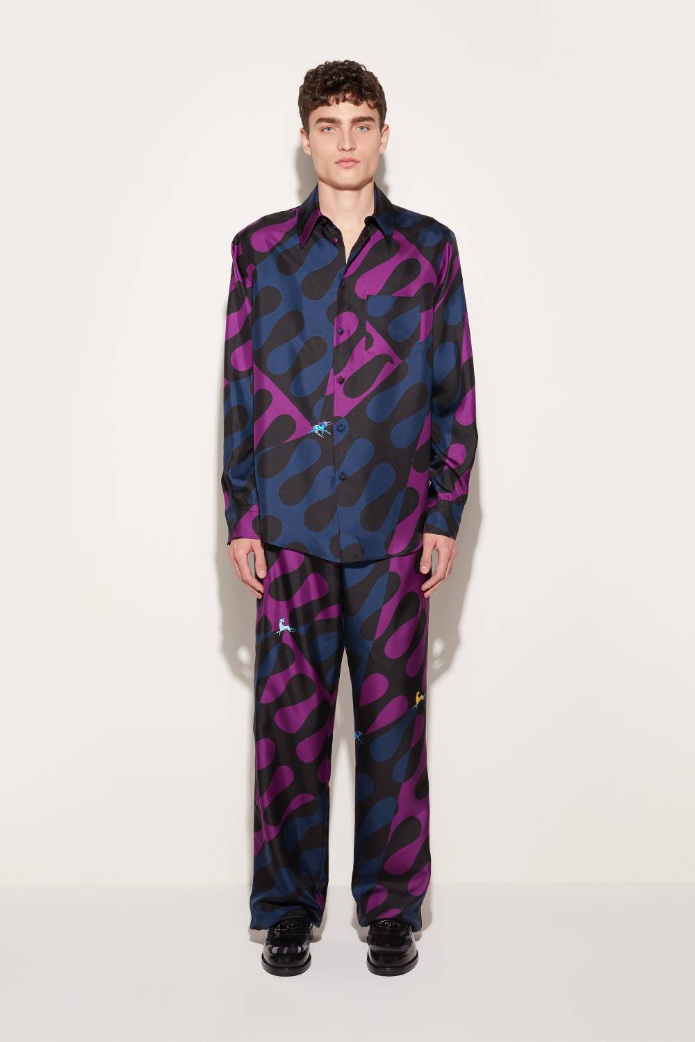 Pucci Pantaloni In Seta Con Stampa Leocorno