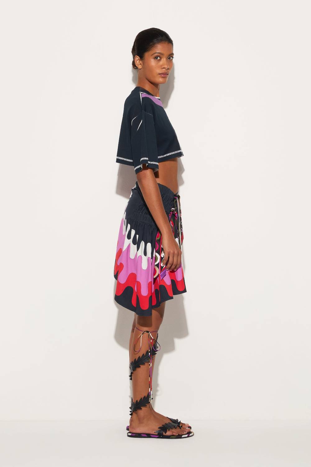 Pucci T-shirt Cropped Con Stampa Marmo