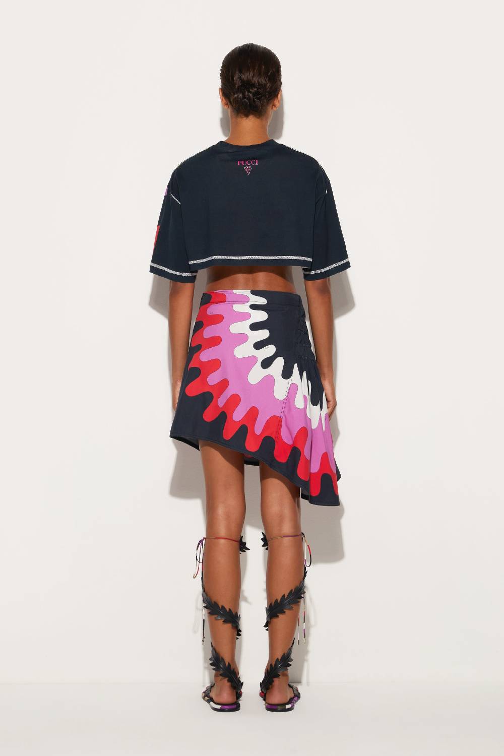 Pucci T-shirt Cropped Con Stampa Marmo