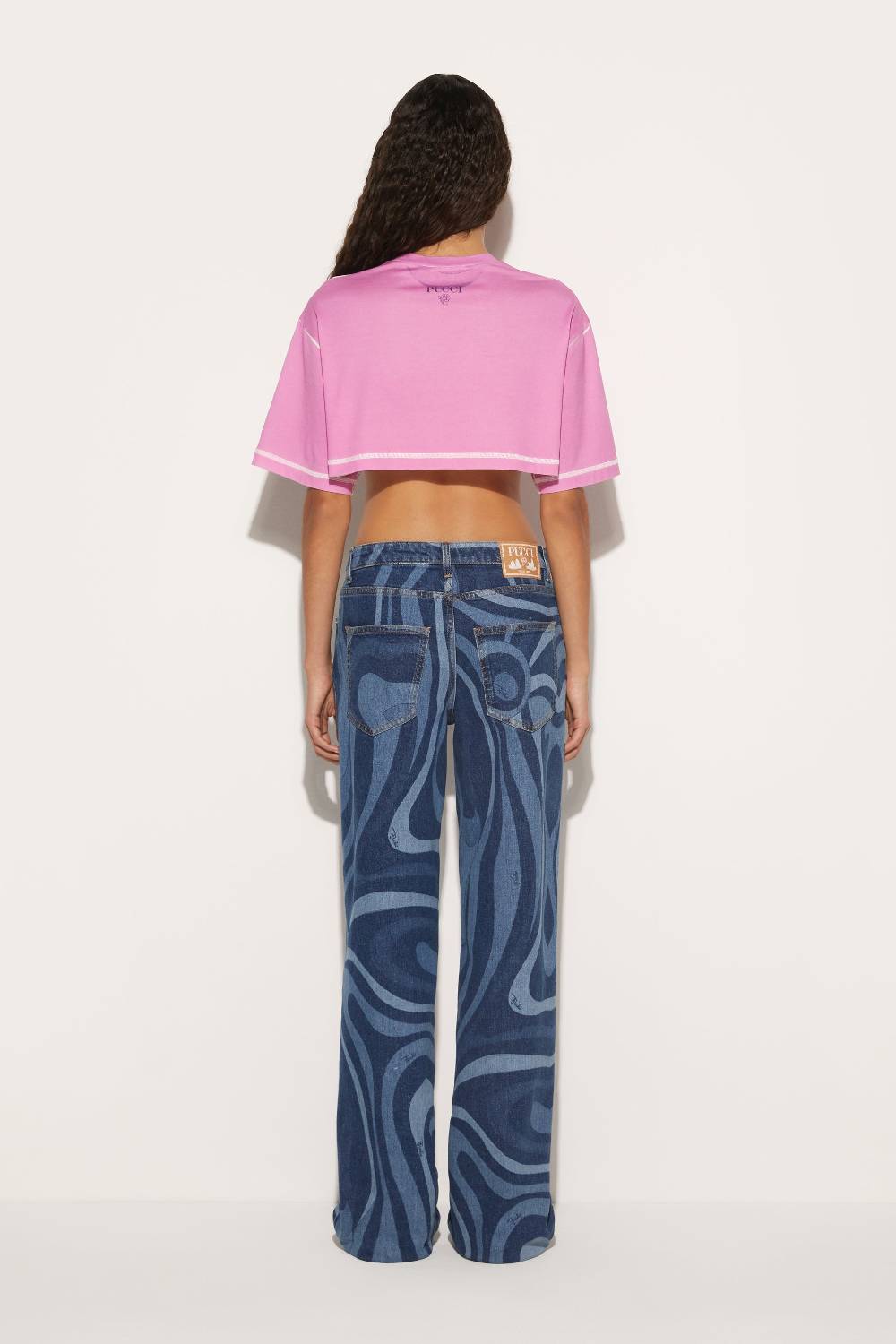 Pucci T-shirt Cropped Con Stampa Marmo