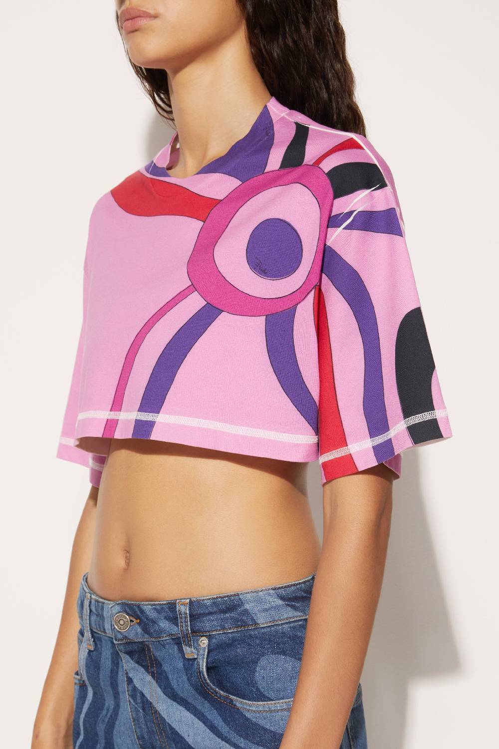 Pucci T-shirt Cropped Con Stampa Marmo