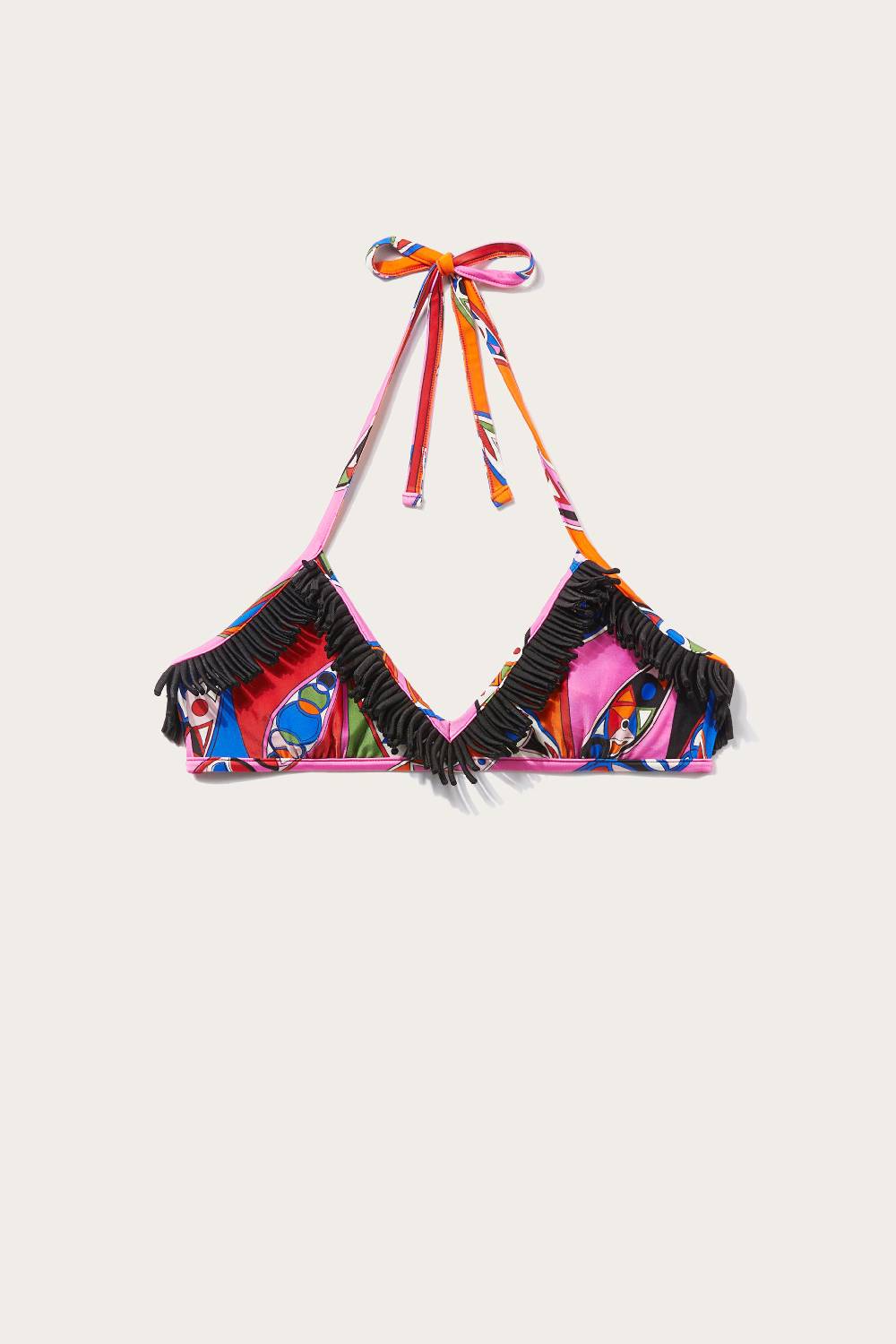 Pucci Top bikini con stampa Girandole e frange