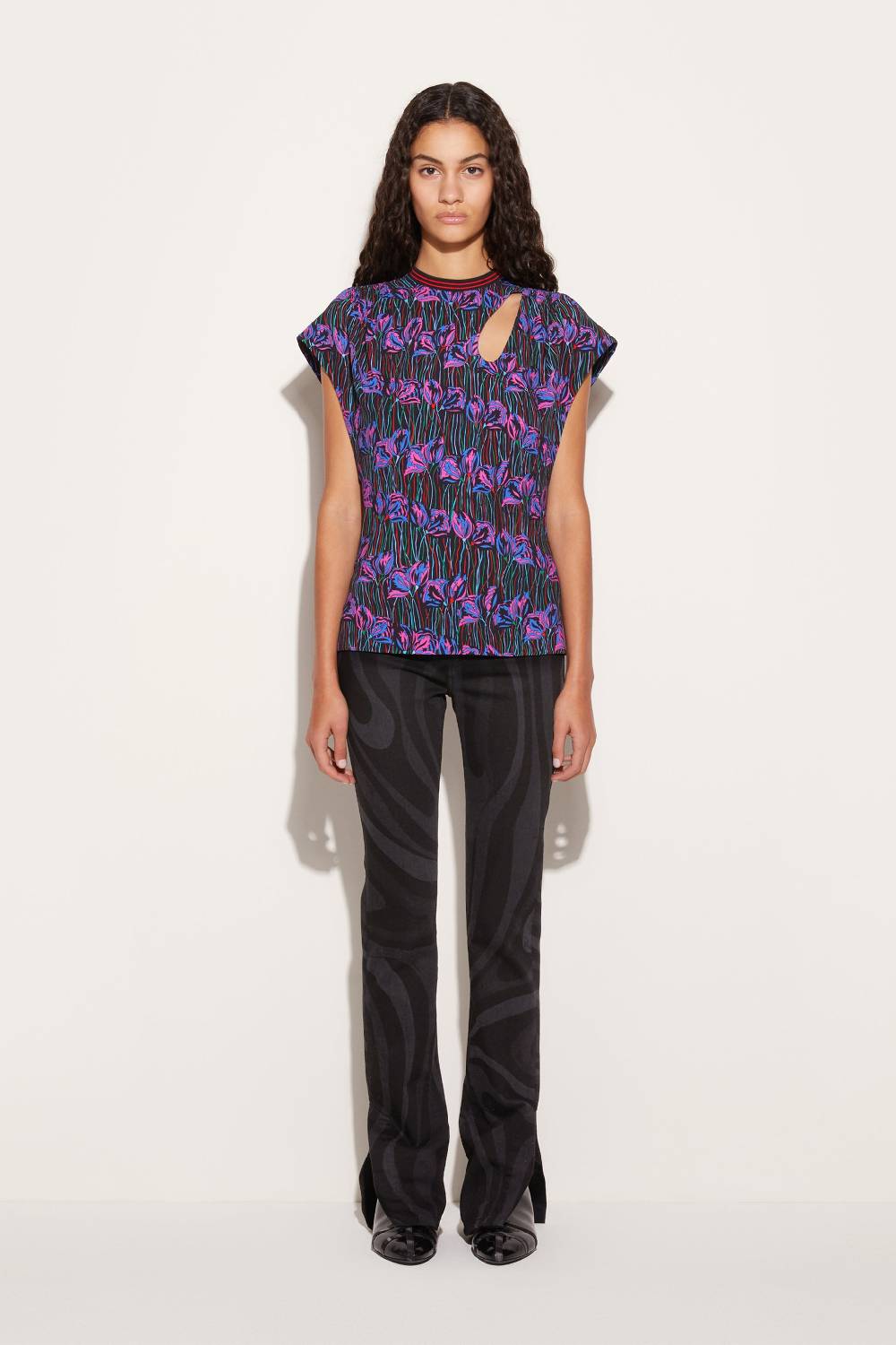 Pucci Top Con Stampa Fior Di Loto E Cut-out