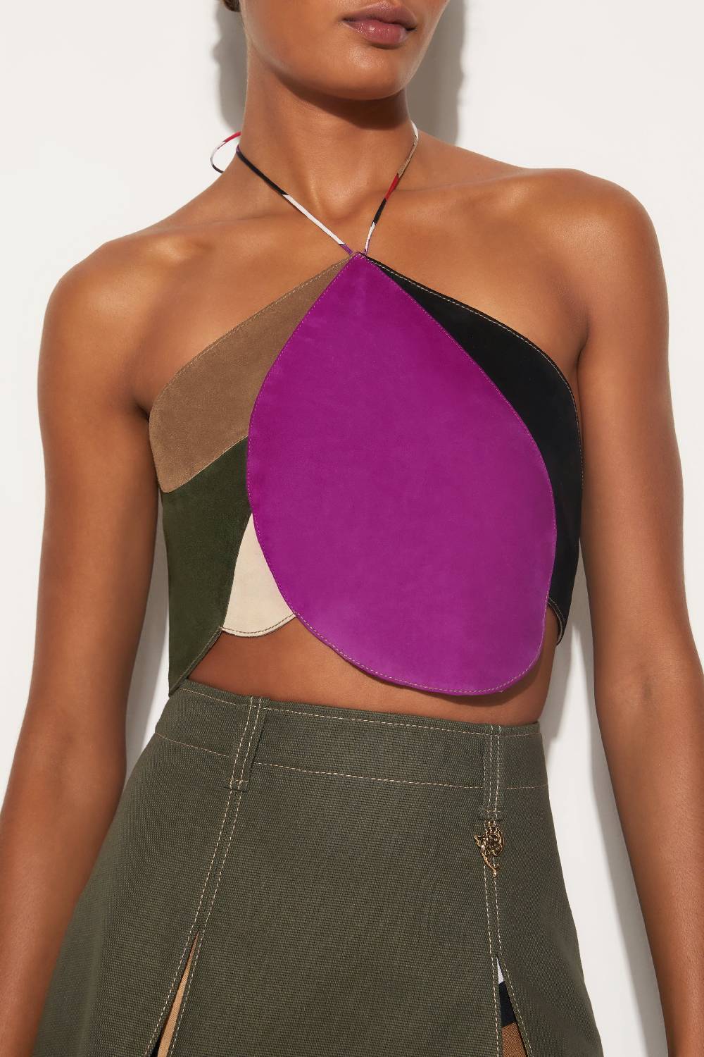 Pucci Top Goccia In Pelle Scamosciata