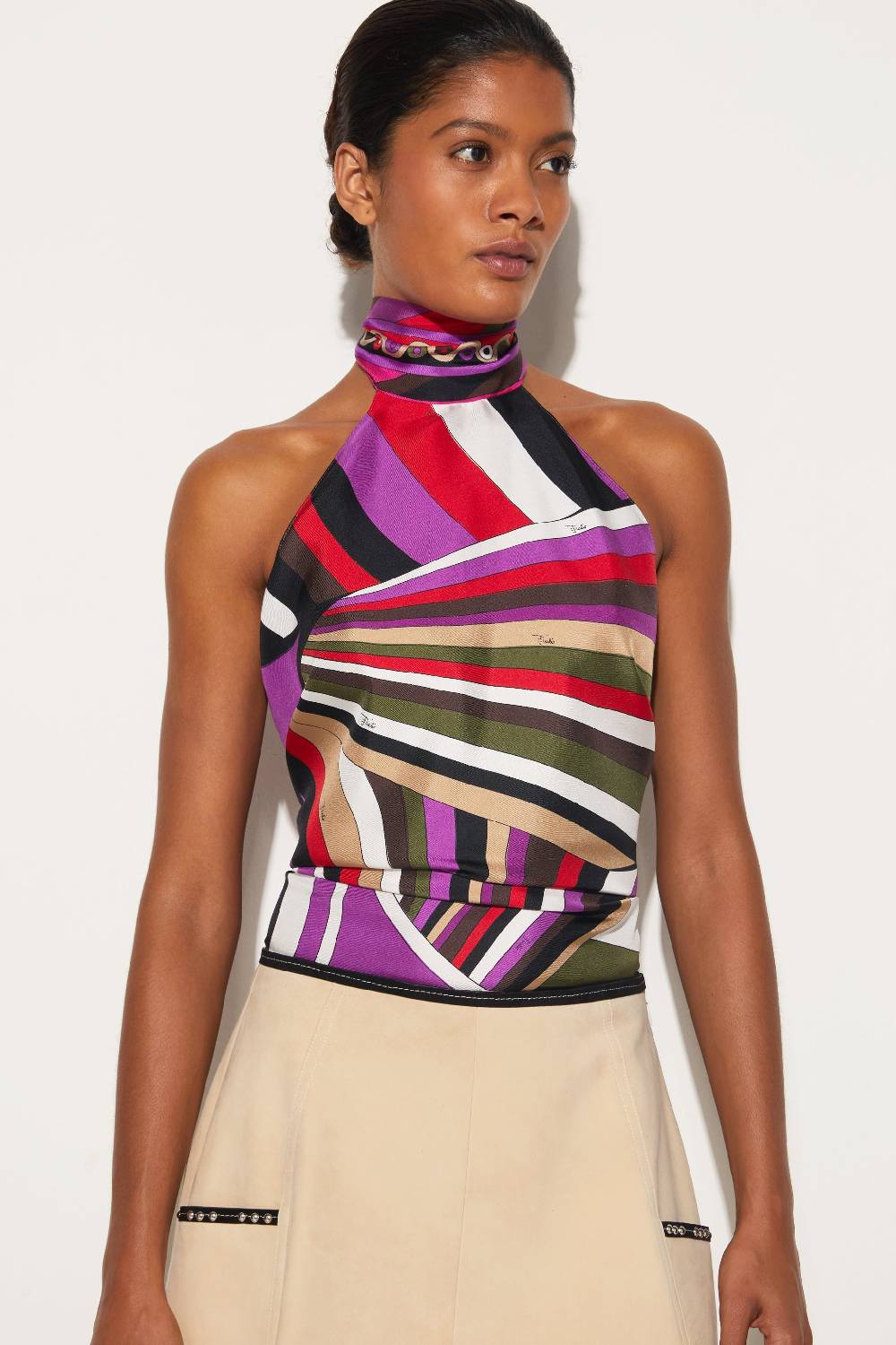 Pucci Top In Seta Con Stampa Iride