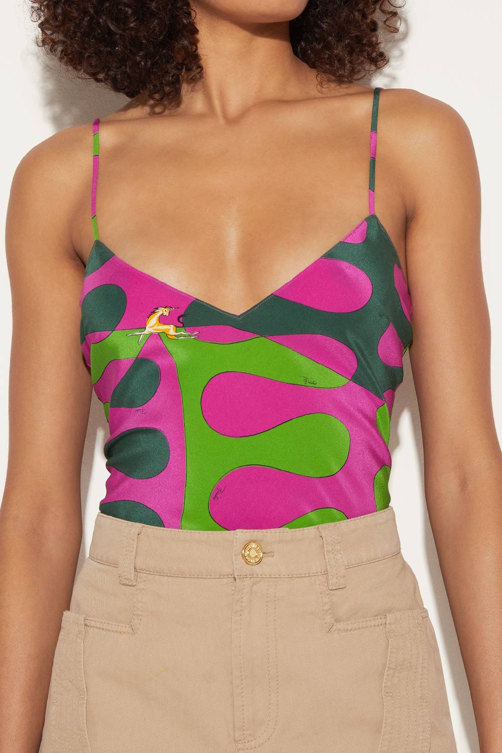 Pucci Top In Seta Con Stampa Leocorno