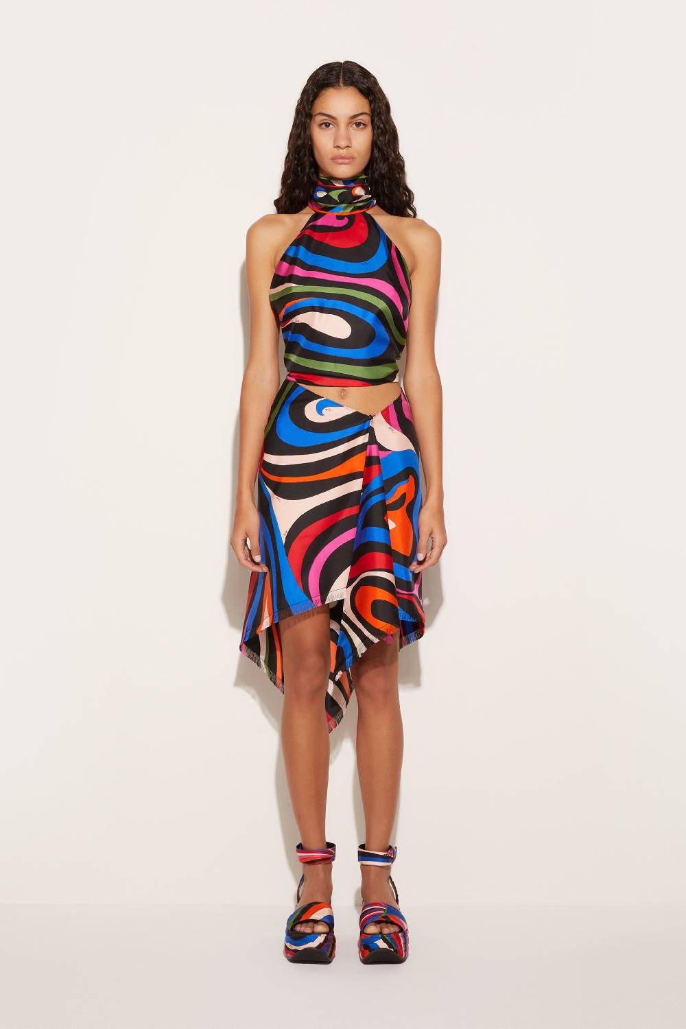 Pucci Top In Seta Con Stampa Marmo