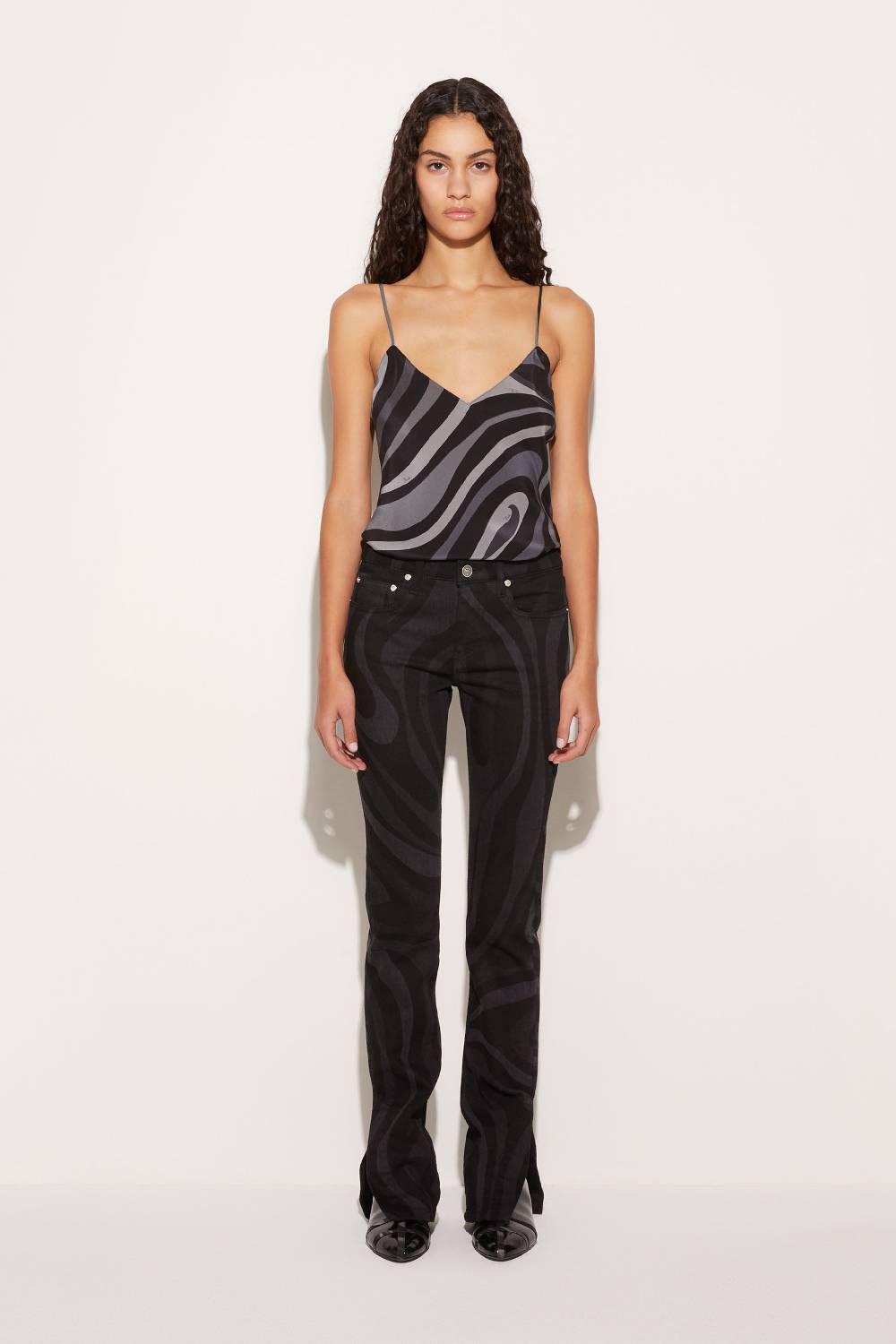 Pucci Top In Seta Con Stampa Marmo