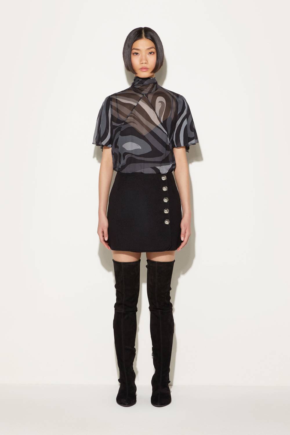 Pucci Top In Seta Con Stampa Marmo