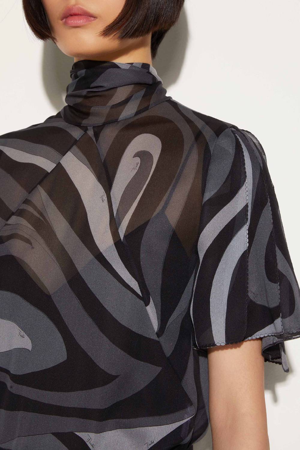 Pucci Top In Seta Con Stampa Marmo