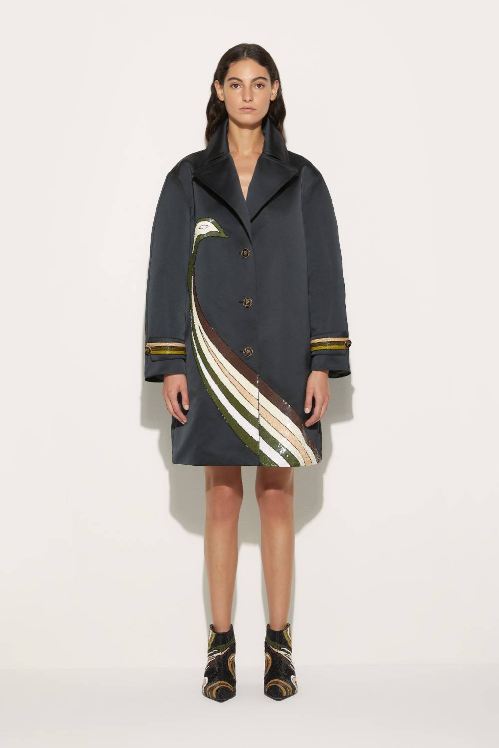 Pucci Trench Con Motivo Cigni