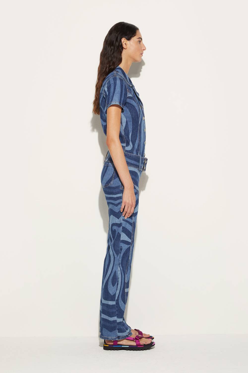 Pucci Tuta In Denim Con Stampa Marmo