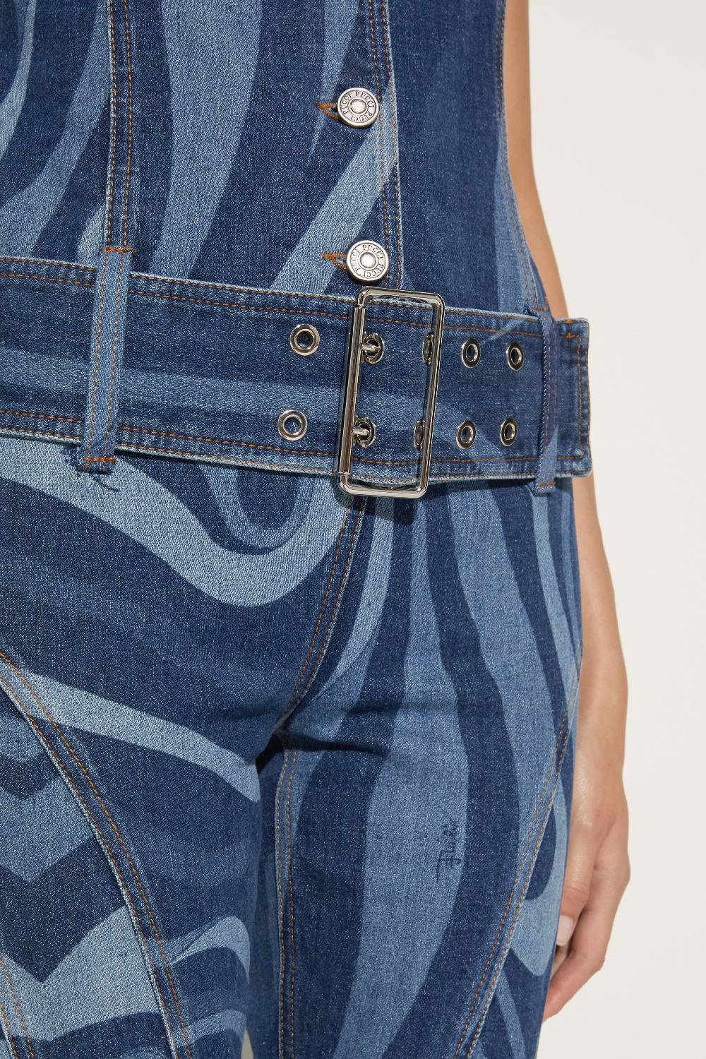 Pucci Tuta In Denim Con Stampa Marmo