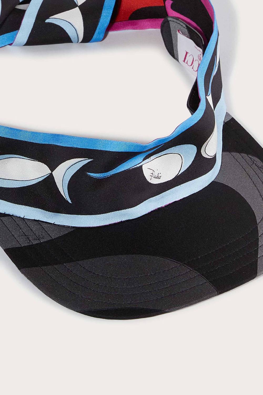 Pucci Visiera In Seta Con Stampe Marmo E Pesci