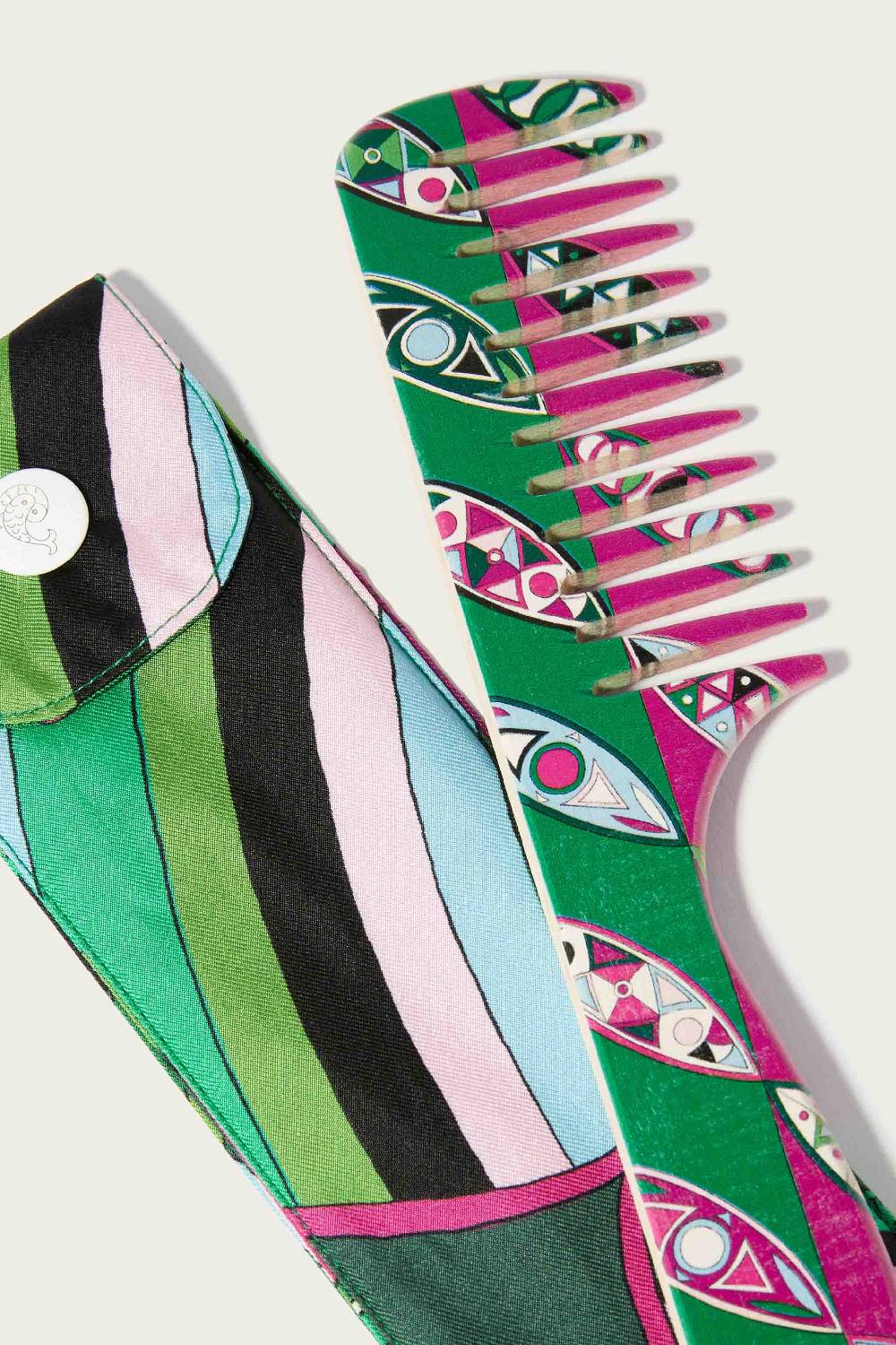 Pucci Set Custodia E Pettine In Legno Con Stampa Girandole