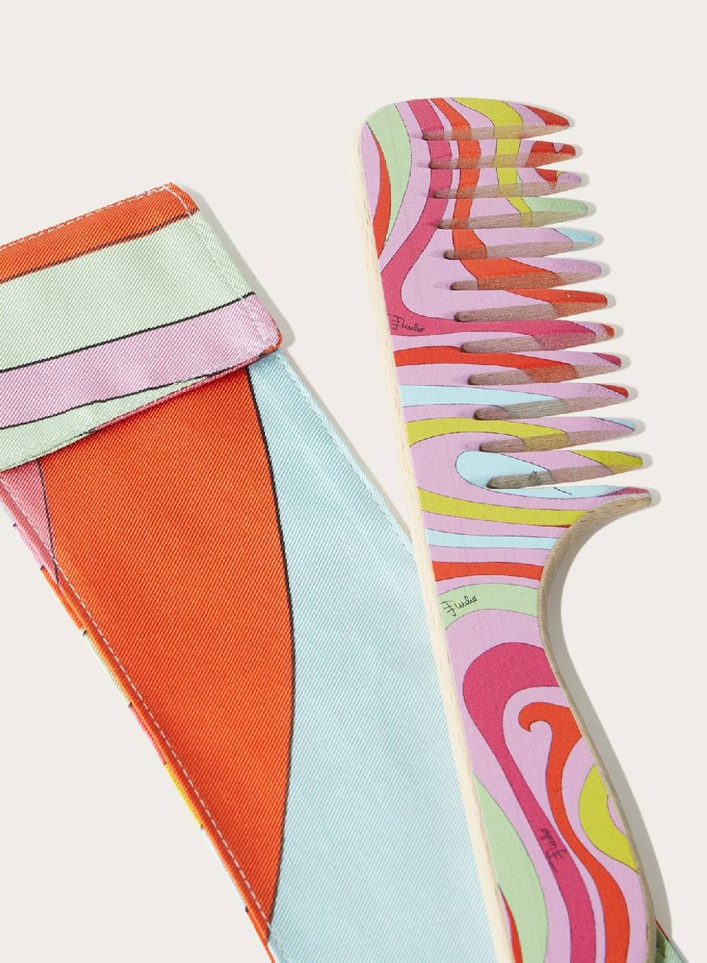 Pucci Set Custodia E Pettine In Legno Con Stampa Marmo