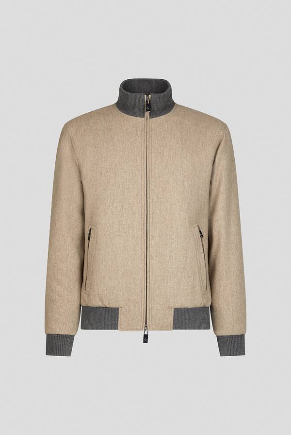 Pull Pal Zileri Bomber in lana tecnica con finiture in maglia a contrasto