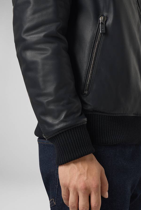 Pull Pal Zileri Bomber In Pelle Con Colletto Stand Up