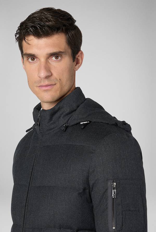 Pull Pal Zileri Bomber In Pura Lana Con Cappuccio Removibile