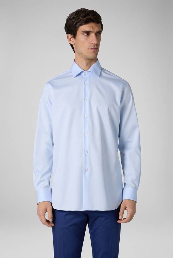 Pull Pal Zileri Camicia Azzurra In Cotone Con Collo Milano