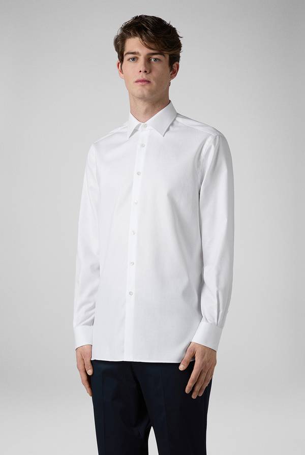 Pull Pal Zileri Camicia Bianca In Cotone Con Micro Struttura