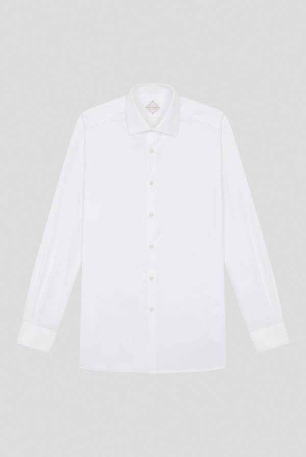 Pull Pal Zileri Camicia bianca in cotone con micro struttura