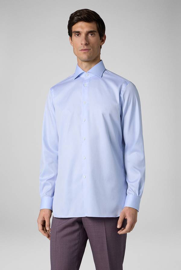 Pull Pal Zileri Camicia In Cotone Con Trattamento Anti-piega Azzurra