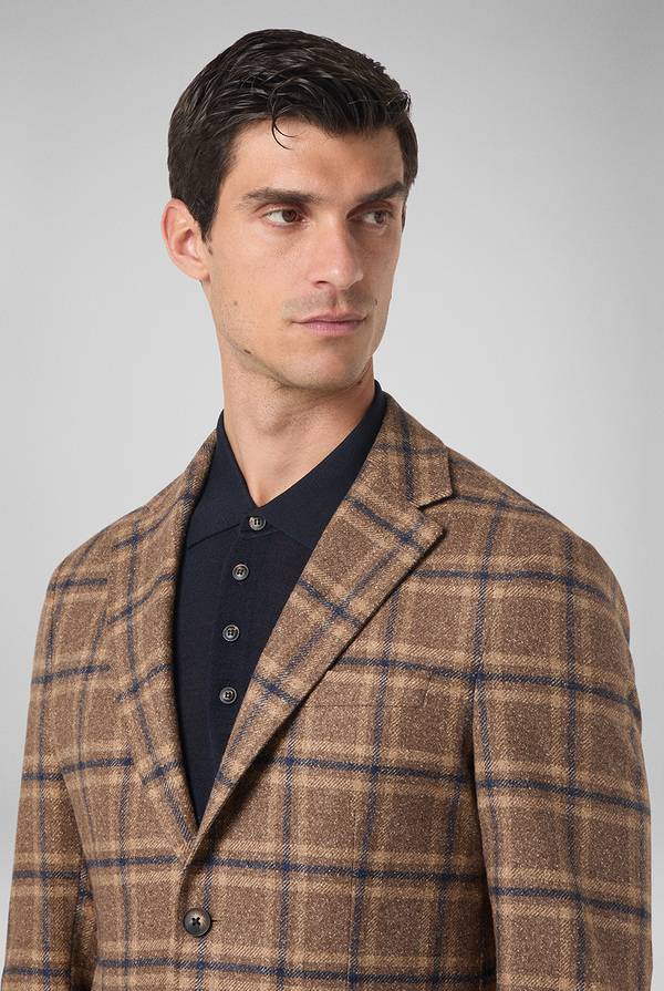 Pull Pal Zileri Giacca Beige Con Motivo Macro Check Blu Navy