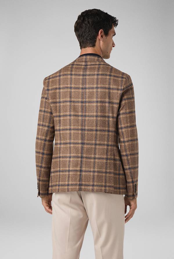 Pull Pal Zileri Giacca Beige Con Motivo Macro Check Blu Navy