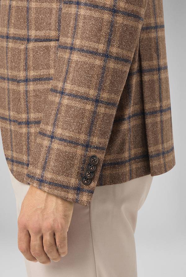 Pull Pal Zileri Giacca Beige Con Motivo Macro Check Blu Navy