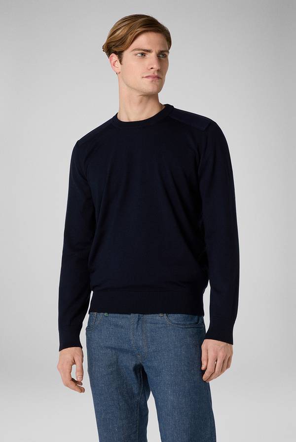 Pull Pal Zileri Girocollo In Lana Con Dettagli In Nylon