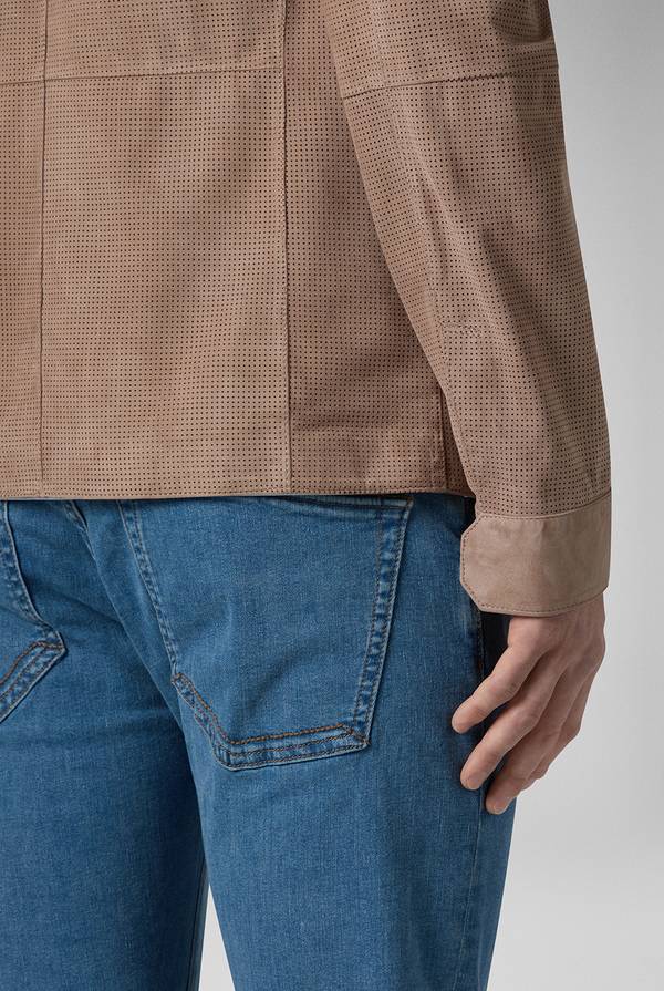 Pull Pal Zileri Overshirt In Suede E Nappa Micro Perforata