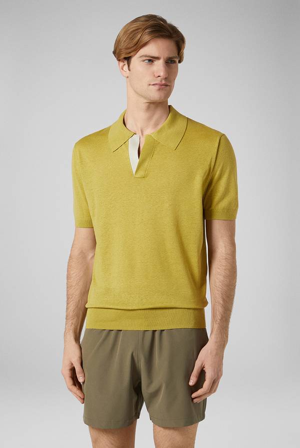 Pull Pal Zileri Polo In Maglia Di Lino E Seta Color Senape
