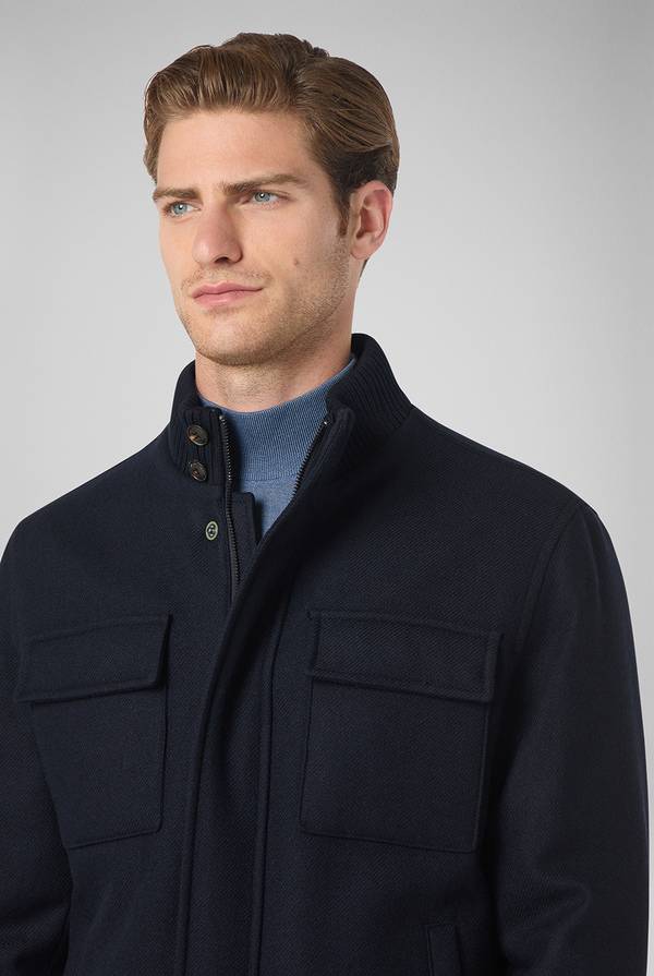 Pull Pal Zileri Blouson In Lana Blu Navy