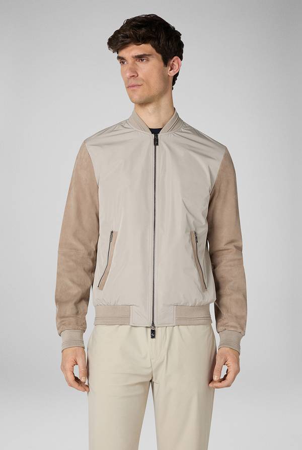 Pull Pal Zileri Bomber Beige In Nylon E Suede