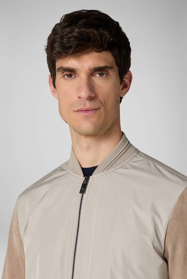 Pull Pal Zileri Bomber Beige In Nylon E Suede