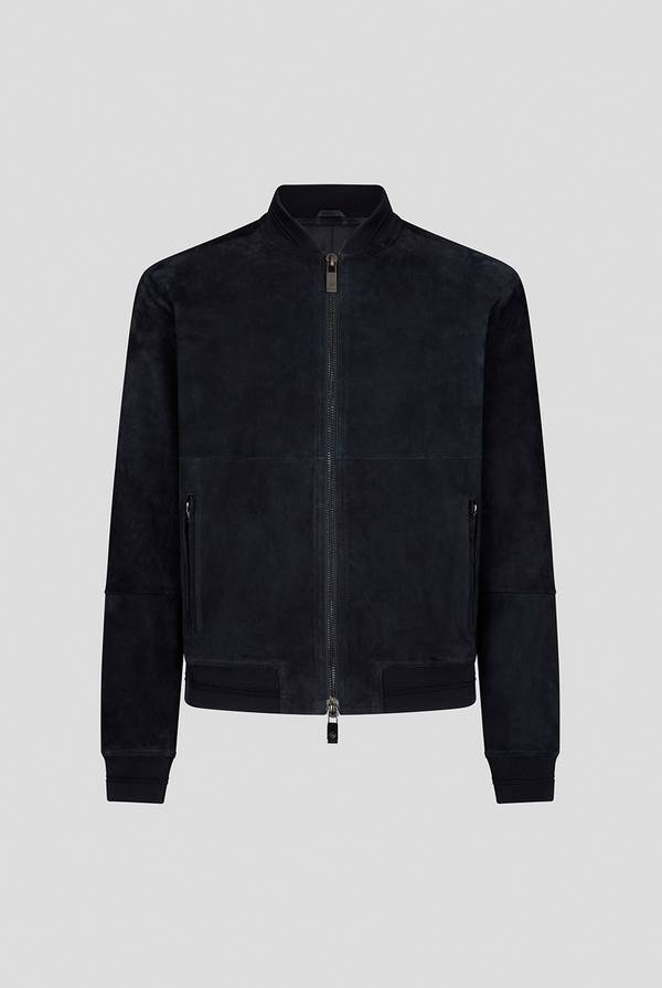 Pull Pal Zileri Bomber in suede blu navy