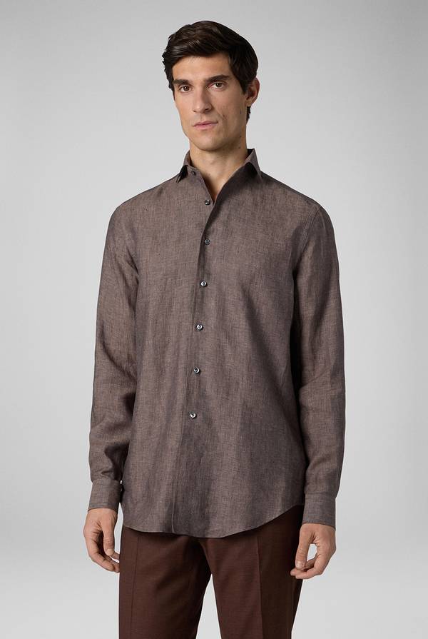 Pull Pal Zileri Camicia In Lino Marrone