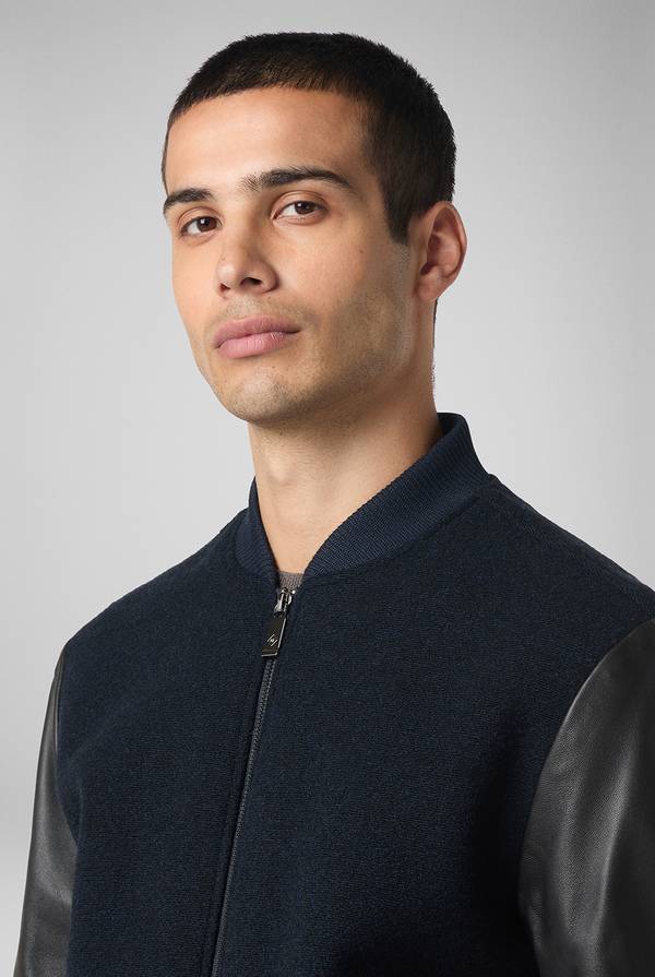 Pull Pal Zileri Varsity Jacket In Lana Tecnica Con Maniche In Pelle