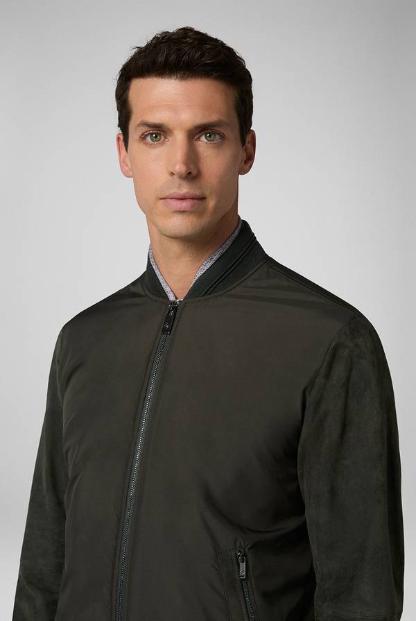 Pull Pal Zileri Varsity Jacket In Nylon Con Maniche In Suede