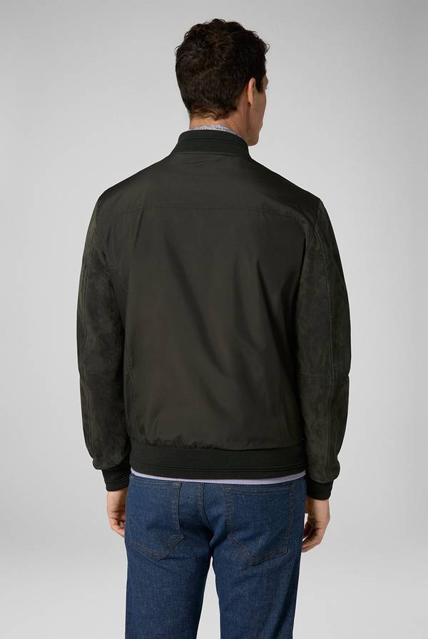 Pull Pal Zileri Varsity Jacket In Nylon Con Maniche In Suede